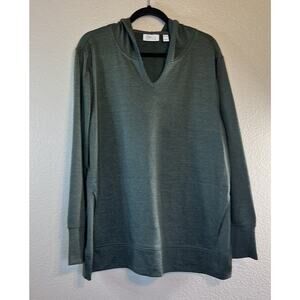 D & Co Active Top Size XL Green Pockets Long Sleeve Loungewear Cozy
